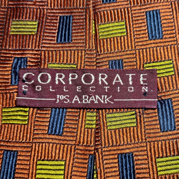 Jos. A Bank Corporate Collection 💯 Silk Necktie Woven 58"x4" Orange/Black/Gold - Picture 3 of 9